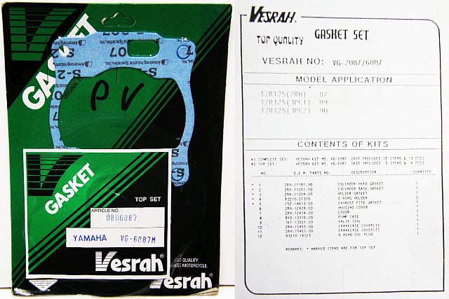 VG6087 - Yamaha TZR125 1987-90 Gasket set