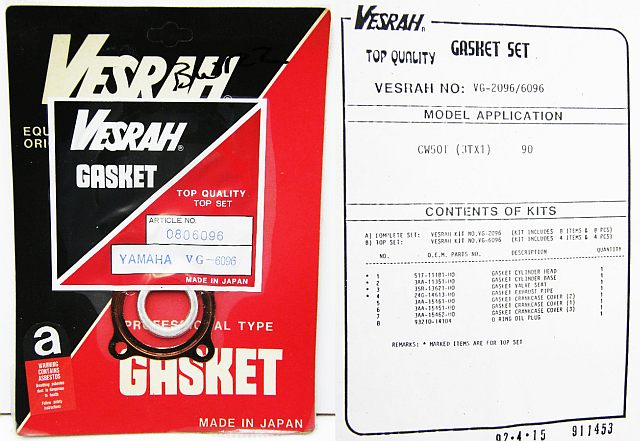 VG6096 - Yamaha Bwizz Zuma II 1990 CW50T Gasket set
