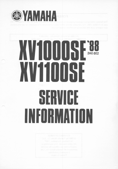 2AE-SE2 - XV1000SE XV1100SE SERVICE INFORMATION 1988