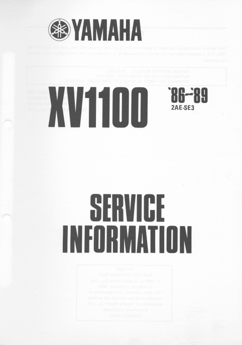 2AE-SE3 - XV1100 SERVICE INFORMATION 1986-1989     wd