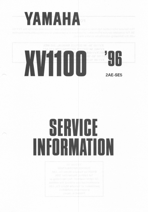 2AE-SE5 - XV1100 SERVICE INFORMATION 1996
